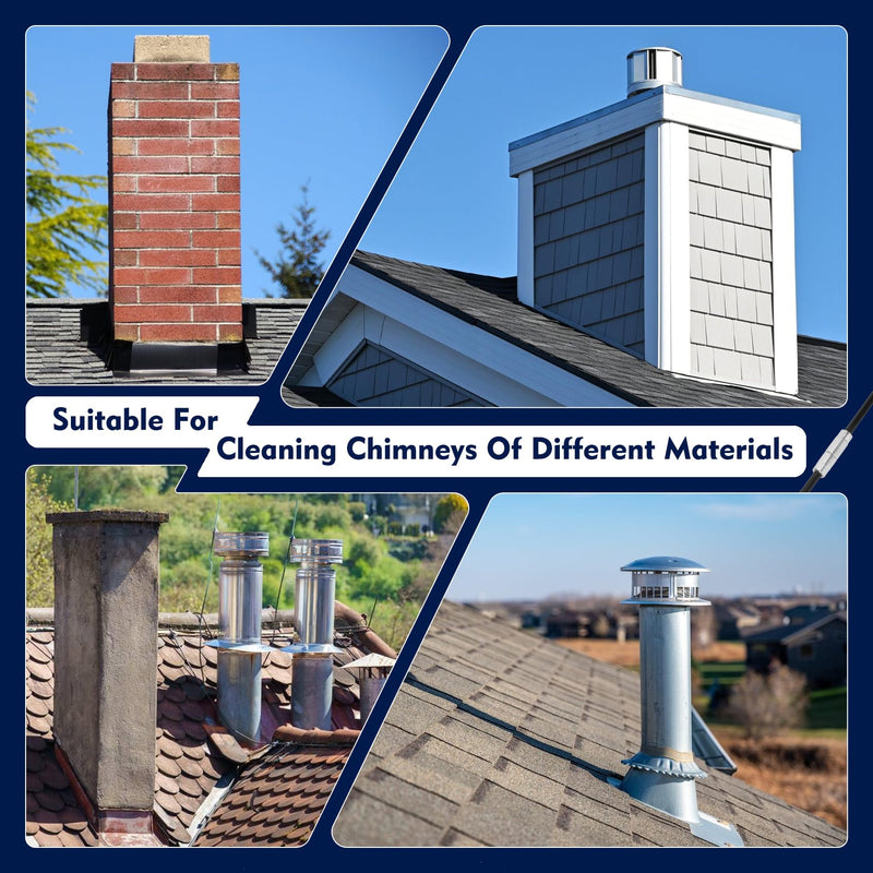 18FT Fiberglass Chimney Cleaning Rod Kit, 1/4" NPT Fittings for Cleaning Straight Chimney Pipes and Flue, 3FT * 6Pcs(Without Brush) 18FT
