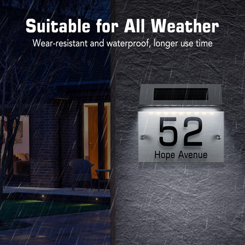 DOITOOL Solar House Numbers, Solar Address Sign LED House Numbers Solar Powered, LED Lighted Address Plaque Outdoor LED Illuminated Address Numbers for Home House Street