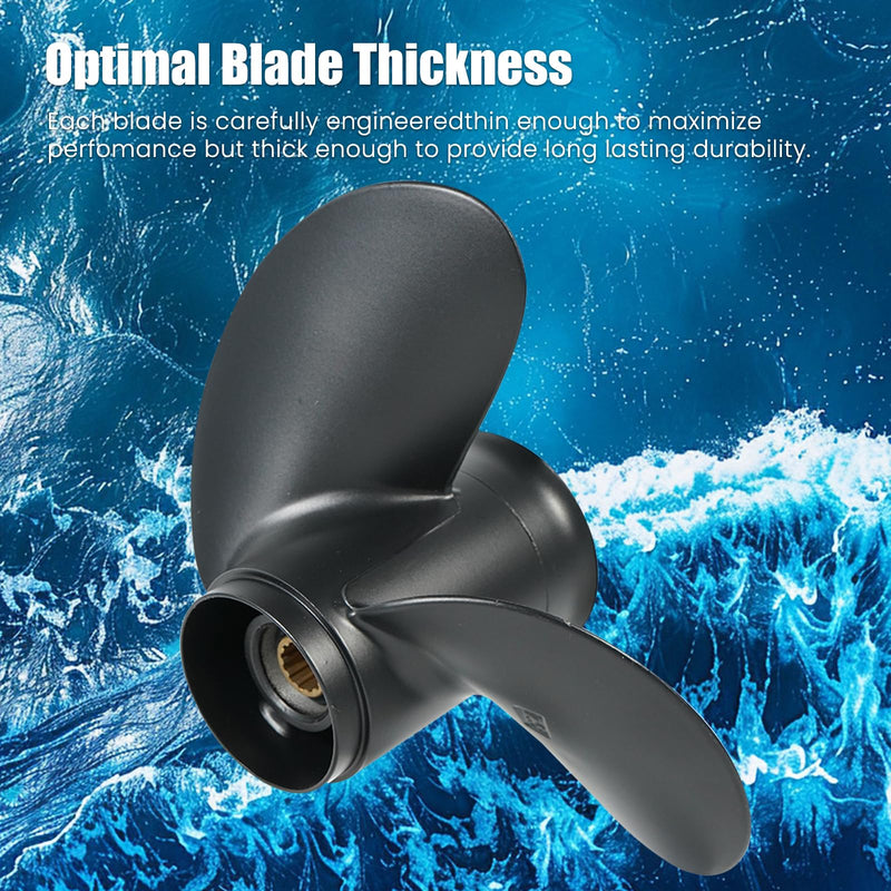 Upgrade OEM Aluminum Boat Outboard Propeller for Tohatsu Engines 8-9.8 HP,12 Spline Tooth,8.5x7.5 8.5x9 8.5x9.5 8.9x8.5,RH