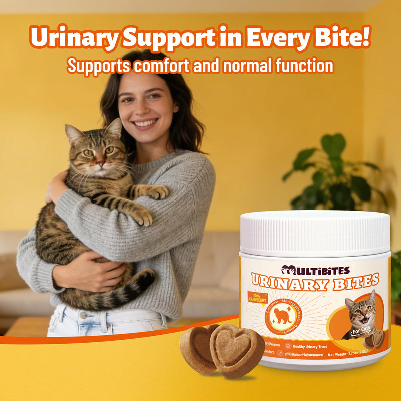 Cat Urinary Tract Health Supplement with 20% Cranberry, D Mannose, Marshmallow Root & Salmon Oil - Urinary Tract & Bladder Control - Vet-Recommended Crunchy Chews - Chicken 7.76oz
