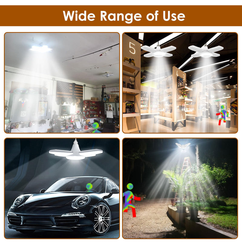 YWD Motion Sensor Garage Light, E26/E27 Screw-in Fixed Frequency Radar Led, Ceiling Mount LED Motion Activated Light for Garage/Shop/Porch - 60W 6000LM 6500K
