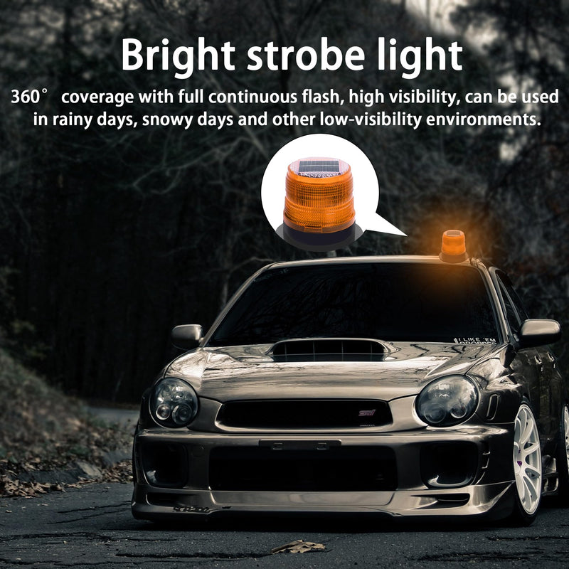 Solar Strobe Warning Light,Traffic Light Solar Powered Magnetic Light Waterproof Strong Magnetic Base, LED Flash Light Warning Light for Construction,Traffic,Factory,Safety Sign (Yellow) Yellow