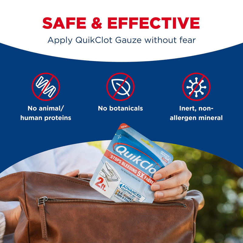 Adventure Medical Kits QuikClot Gauze - Flexible Hemostatic Medical Gauze for Emergency Survival or Disaster Preparedness Kits & More - Stops Bleeding Fast with Kaolin - 3" x 24" 3 in x 2 ft