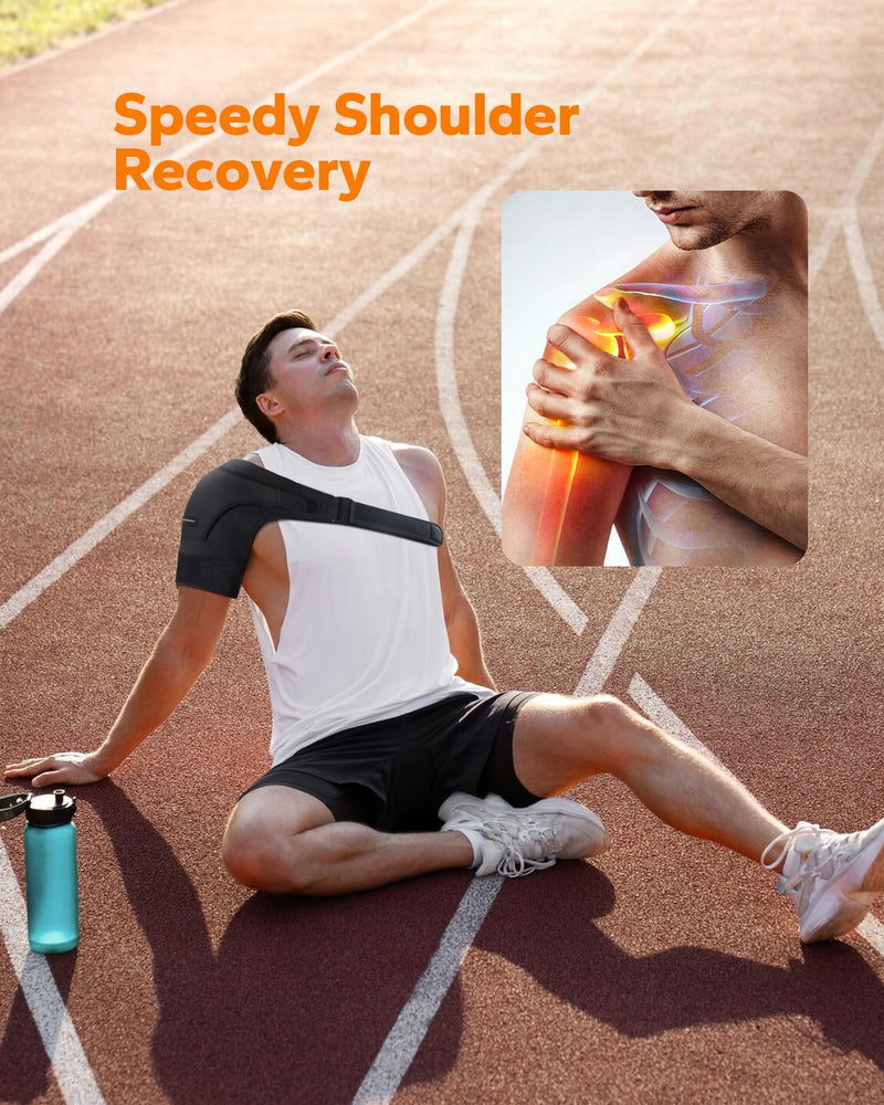Komoko Shoulder Brace, Rotator Cuff Support Brace and Arm Sling for Pain Relief, Shoulder Compression Sleeve for Preventing Strains and Dislocation, Adjustable Fits Left and Right Arm, Men & Women