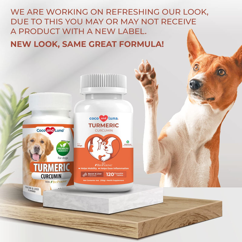 Turmeric for Dogs - Dog Anti Inflammatory Pain Relief, Dog Pain Relief, Dog Hip and Joint Supplement, Pain Relief for Dogs, with Curcumin and BioPerine 120 Tablets - PawsPlanet Australia