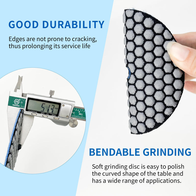 Dry Diamond Polishing Pads,7 Inch Polishing Pads Set of 8 Pieces Plus with 5/8”-11 Backer Backing Plate for Granite Concrete Marble Quartz Stone Countertop Polishing 7 INCH