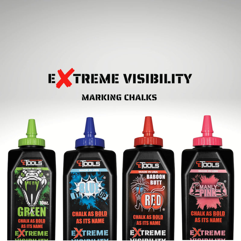 CE TOOLS Mean Green® EXTREME VISIBILITY Marking Chalk MADE IN USA - Green 10 oz (283.5g) Marking Chalk For Chalkline, Job site Chalk, Hydrophobic Construction Chalk. 1 Count (Pack of 1)