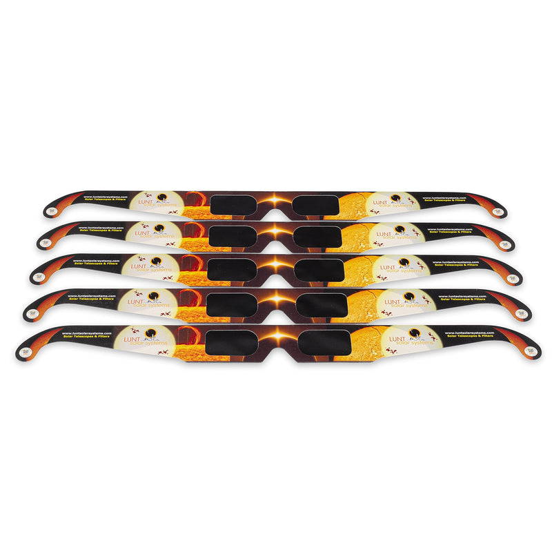 Lunt Solar Eclipse Glasses 5-Pack - ISO & CE Certified, AAS Approved for 2026 Eclipse in Spain & EU (UK, Germany, France) Regular