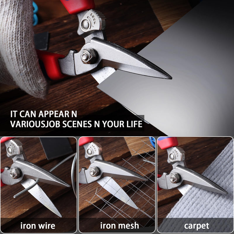 Heavy Duty Industrial Scissors: Utility Sharp Shears Easy Cutting Carpet, Cardboard, Wires, Iron Wire, Hose, Plastic（8'' Blue）