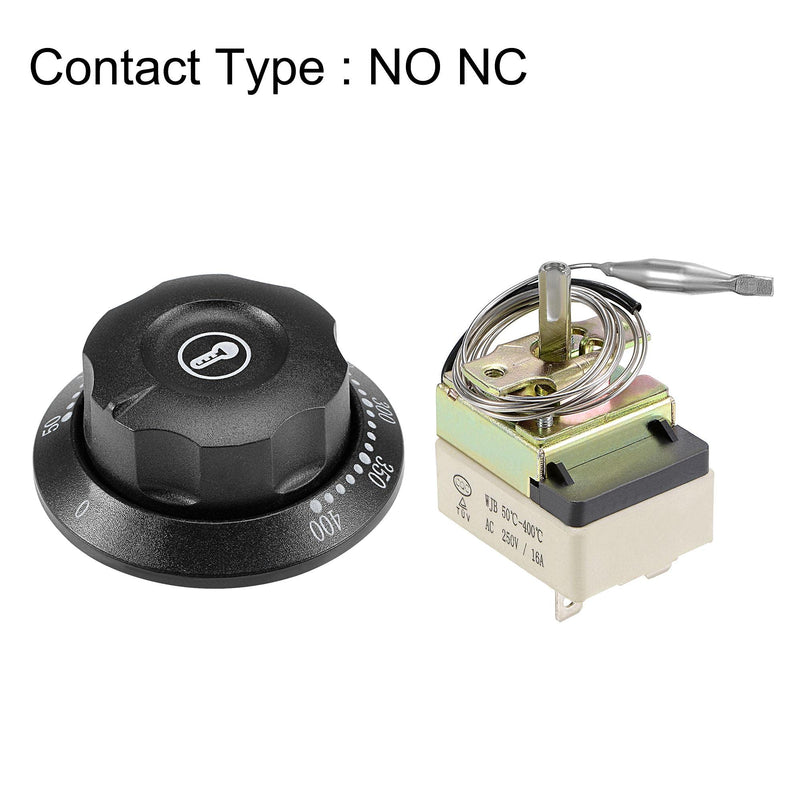 uxcell 1NO 1NC 250V 16A 50-400C Temperature Control Switch Capillary Thermostat for Oven Refrigerator Heater, 0.7m, with 2 Screws&3 Crimp Terminals