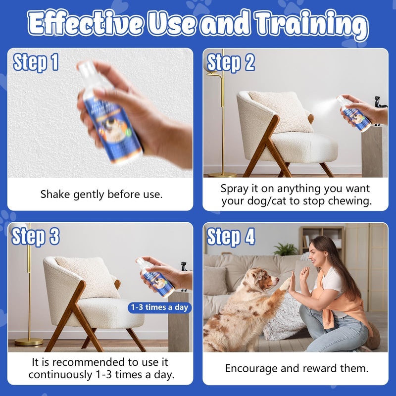 Cudory 2PCS Bitter Apple Spray for Dogs to Stop Chewing, No Chew Spray for Dogs & Cats Protect Furniture Shoes Belongings, Dog Deterrent Training Aids Spray Natural No Alcohol & Trace