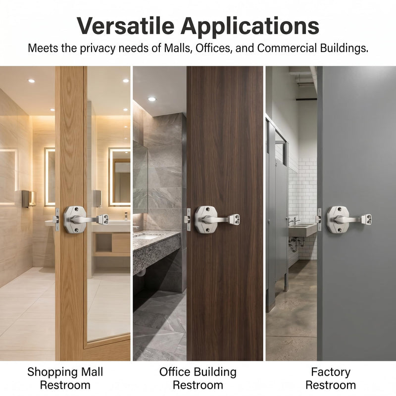 Premium Stainless Steel Toilet Partition Lock with Silent Operation - Luxury Bathroom Privacy Latch with Occupancy Indicator for Commercial and Home Use, Silver