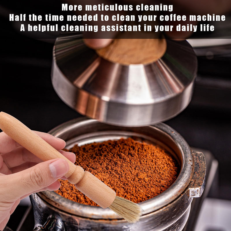 5pcs Coffee Machine Cleaning Brushes Set, Boar Bristle Espresso & Grinder Brushes Kit with Wooden Handle for Coffee Machine Accessories and Kitchen Cleaner