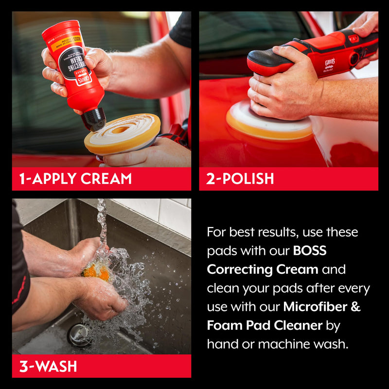 Griot's Garage 6.5" BOSS Correcting Foam Pads for Car Polishing, Buffing, Detailing and Light to Moderate Auto Paint Correction, Durable, Machine-Washable, Pack of 2 6.5" Pads (Set of 2)