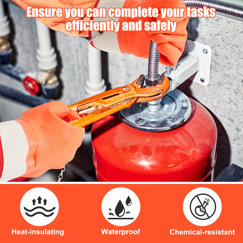 2 Pairs Propane Cylinder Handling Gloves with Chains Double Dipped PVC Forklift Propane Gloves Men Work Waterproof 2