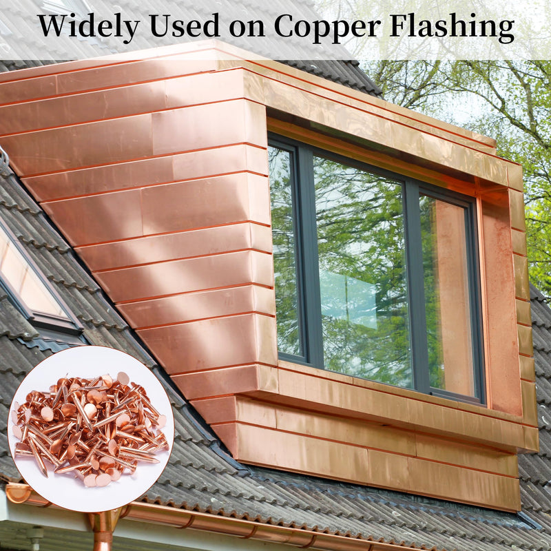 GOORY 120Pcs Copper Nails 1 Inch - with 1/16 Inch Drill Bit - 99.95% Pure Copper Roofing Nails Slate Spikes Flashing Furniture Boat for Roof Repair, Tree Stump Remover, DIY Project