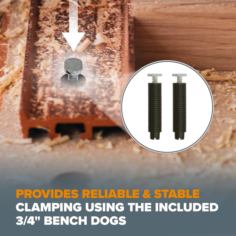 BORA 8-Inch Fence Workbench Stop with with Quick-Adjust Pegs - Versatile 3/4 Bench Dog Hole Clamp Stop System for Woodworking Projects - Planing Stop Works with Bench Dog Clamps for Workbench