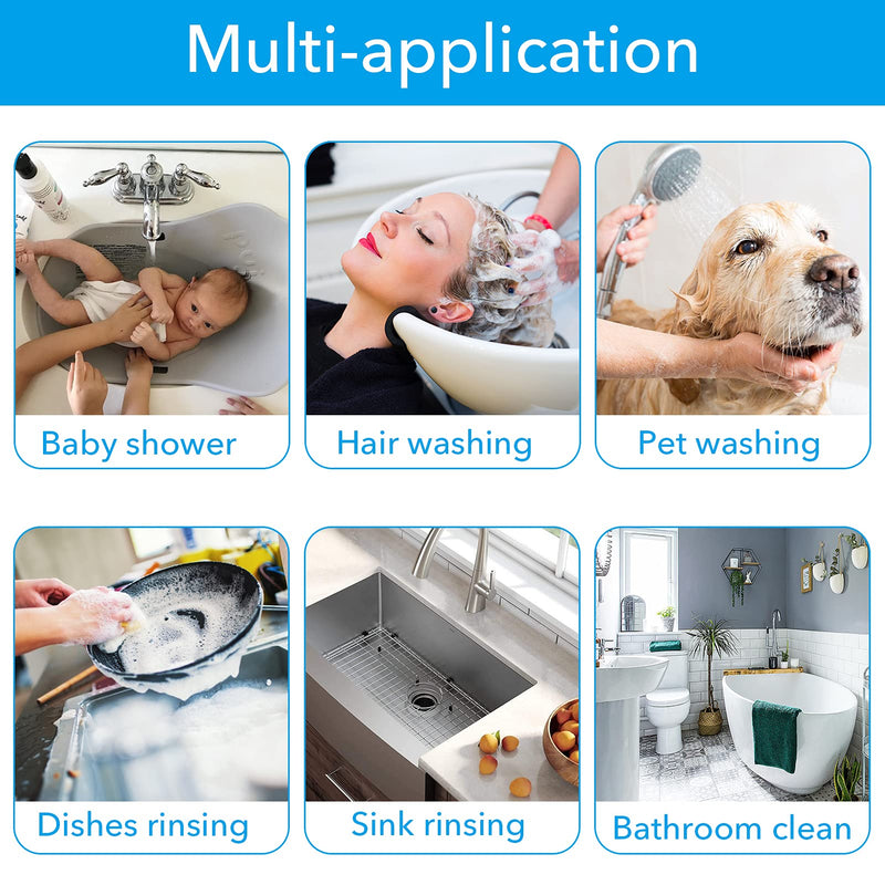 Sink Faucet Sprayer Attachment Set, Kitchen Bathroom Pet Bathing Shower Head with 9.8ft Hose and G1/2, 55/64", 15/16" Faucet Adapters, Hair Washing, Dog Shower and More (Faucet Not Included) Gray