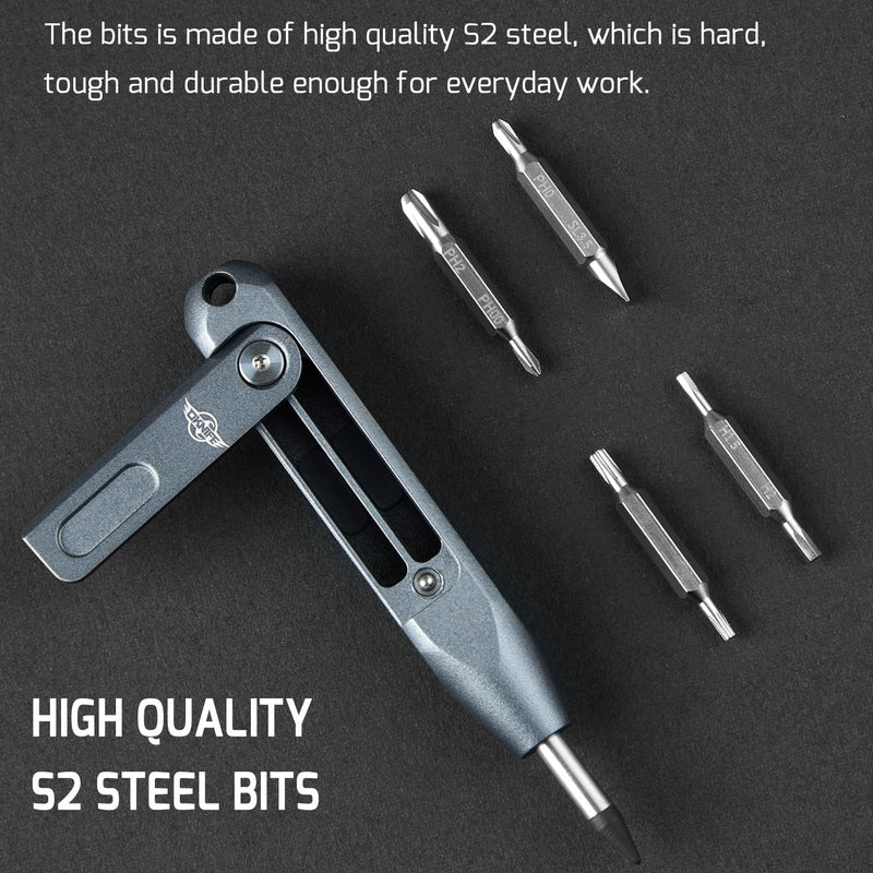 OKNIFE Otacle D1 Mini Precision Screwdriver Set, 9 in 1 EDC Multi Bit Pocket Screwdriver, Industrial S2 Steel Magnetic Bits for Work or Daily Use Aluminum-grey