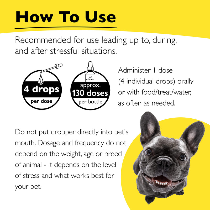 Bach RESCUE Remedy PET Dropper 20mL, Natural Stress Relief, Calming for Dogs, Cats, & Other Pets, Homeopathic Flower Essence, Thunder, Fireworks & Travel, Separation, Sedative-Free, 2-Pack - PawsPlanet Australia