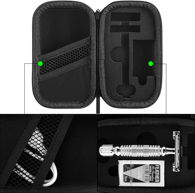 Linkidea Hard Shell Safety Razor Travel Case, Shaving Kit Storage Box for Long/Short Handle Razor, Compatible with Mercur, Vikings, WEISHI Double Edge Safety Razor - NewNest Australia
