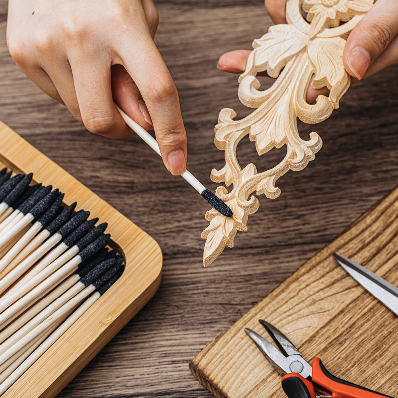 30 Pcs Sanding Sticks Double End Matchsticks Sanding Twigs Fine Detailing Polishing Sticks for Plastic Models Wood Hobby, 120/280 Grit, 5.4 x 0.3 Inch 30