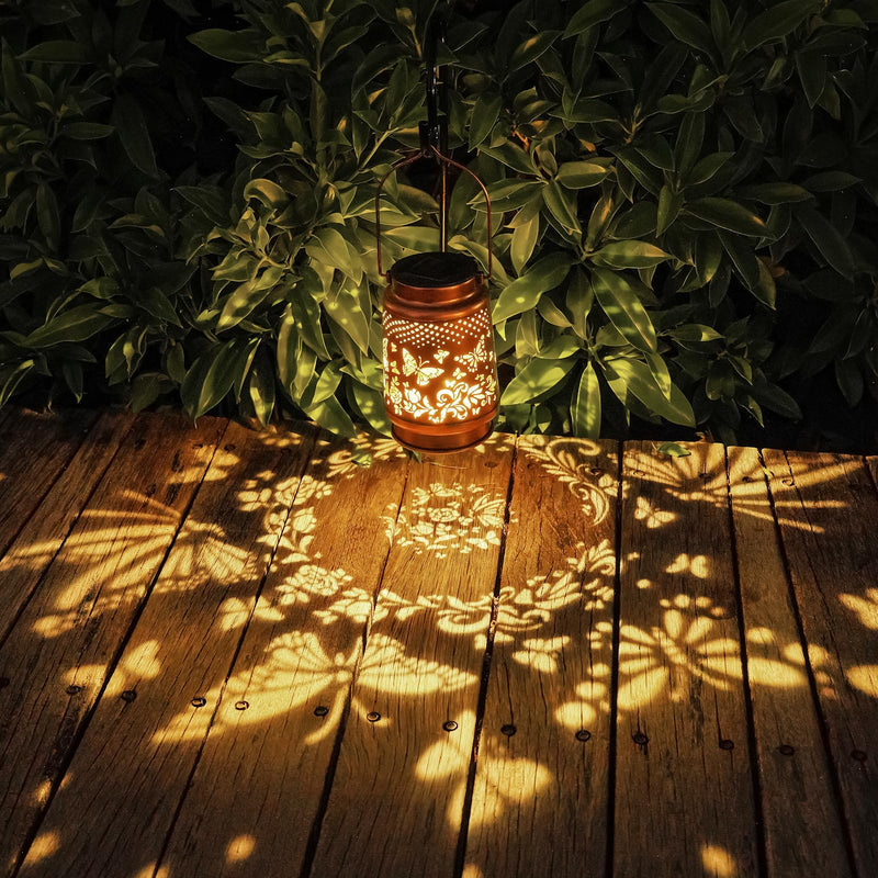 Solar Lanterns Outdoor Waterproof Butterfly Garden Decor Lantern Birthday Gifts for Women Mom Grandma, Hanging Solar Lights Metal Solar Decoration Outside for Yard, Patio, Backyard, Porch 1 Pack Butterfly