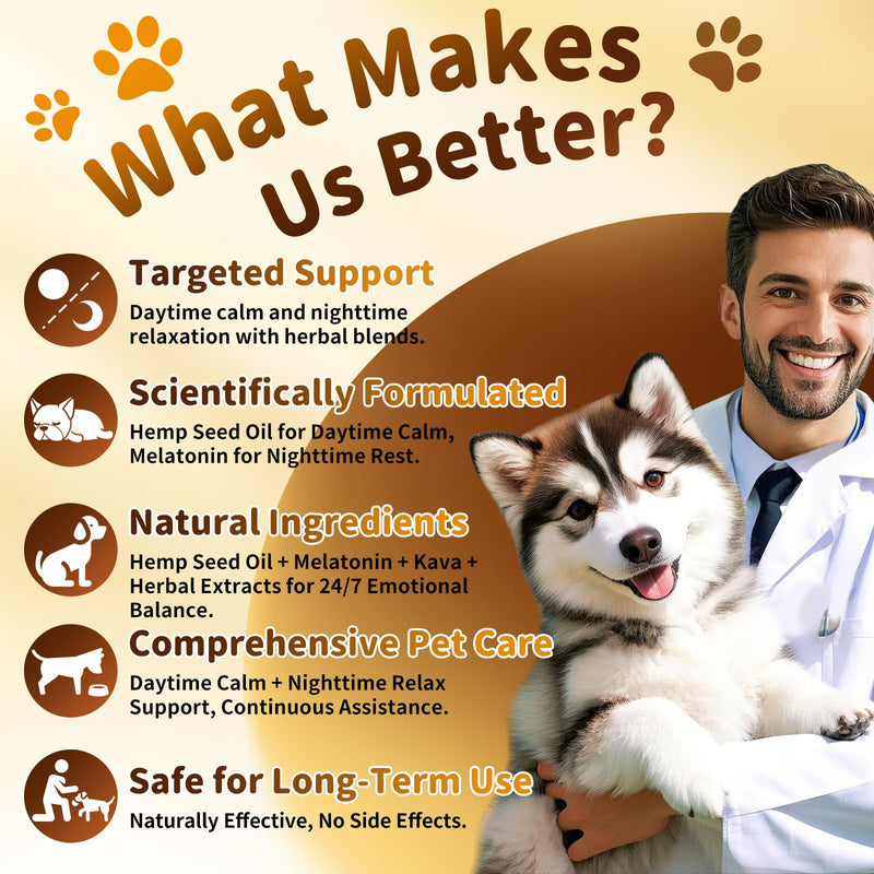 Dog Calming & Melatonin Drops, Day & Night Calm Support Set, Anxiety & Stress Support Calming Treat, Enhance Calmness & Sleep for Separation, Travel, Fireworks & Thunder, Bacon Flavor, 2 FL.Oz Calming & Melatonin Set