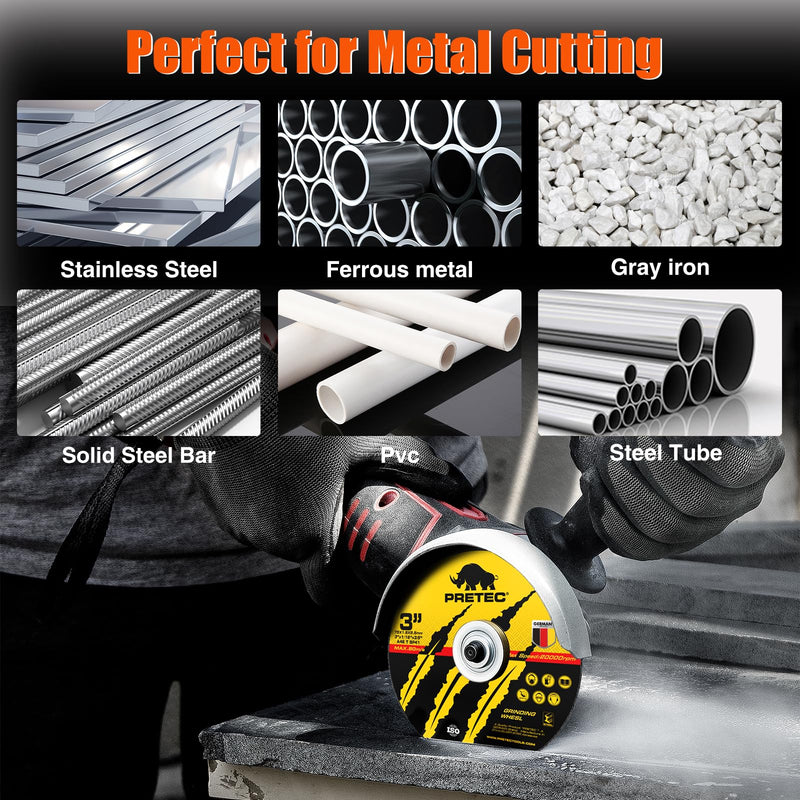 Die Grinder Cut-Off Wheel, 27 Pcs 3Inch Cut Off Wheels with 1/4 in Mounting Mandrel Kit for Die Grinder, 3/8" Arbor Hole Cutting Wheel for Metal & Stainless Steel Rotary Tool Drill Attachment 30