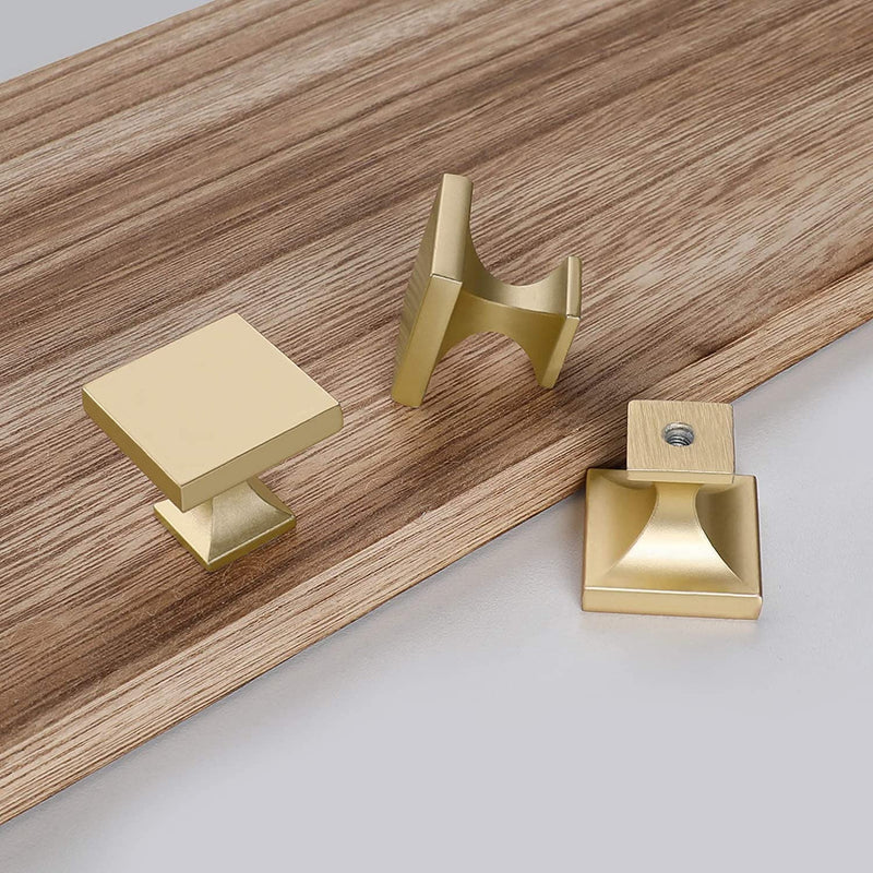 Haliwu 50 Pack Gold Cabinet Knobs Solid Drawer Knobs Gold & Square