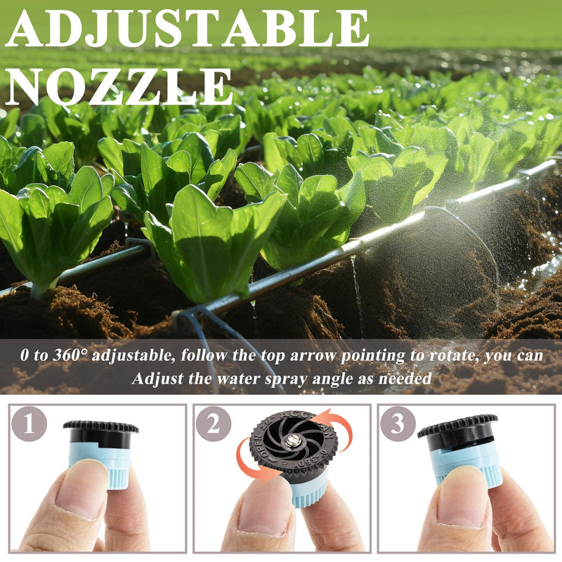16Pcs Variable Arc Nozzle Replacement Pop Up Sprinkler Heads for Hunter, RainBird, Adjustable Irrigation Nozzle High Efficiency Orbit Pop-Up Sprinkler Heads for Garden Lawn (6AN, 10AN, 15AN, 17AN)