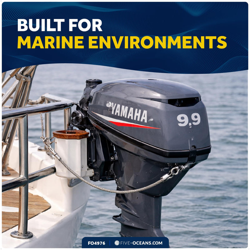 Five Oceans 4 Ft Outboard Safety Cable 3/16" with Snap Hook - Vinyl-Coated Steel - Security Cable for Boat Engine Brackets - FO4976