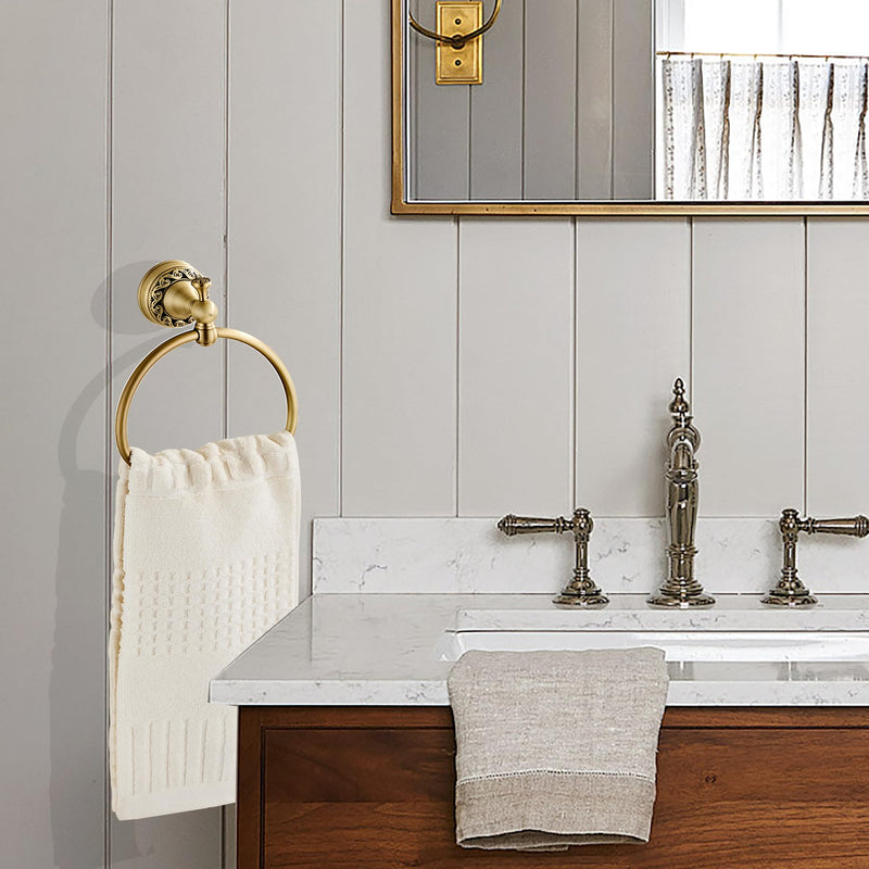 Brass Towel Ring - Bronze Towel Racks Wall Mounted Hand Towel Holder for Bathroom - Kitchen & Bathroom Towel Rack - Brass Towel Hanger - Bathroom Towel Holder - Hand Towel Rack