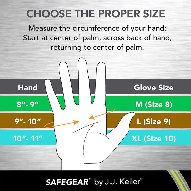 J. J. Keller & Associates, Inc. SAFEGEAR PVC Vinyl Work Gloves, 3 Pairs - EN388 Cut-Resistant Orange Textured Gloves Extra-Large