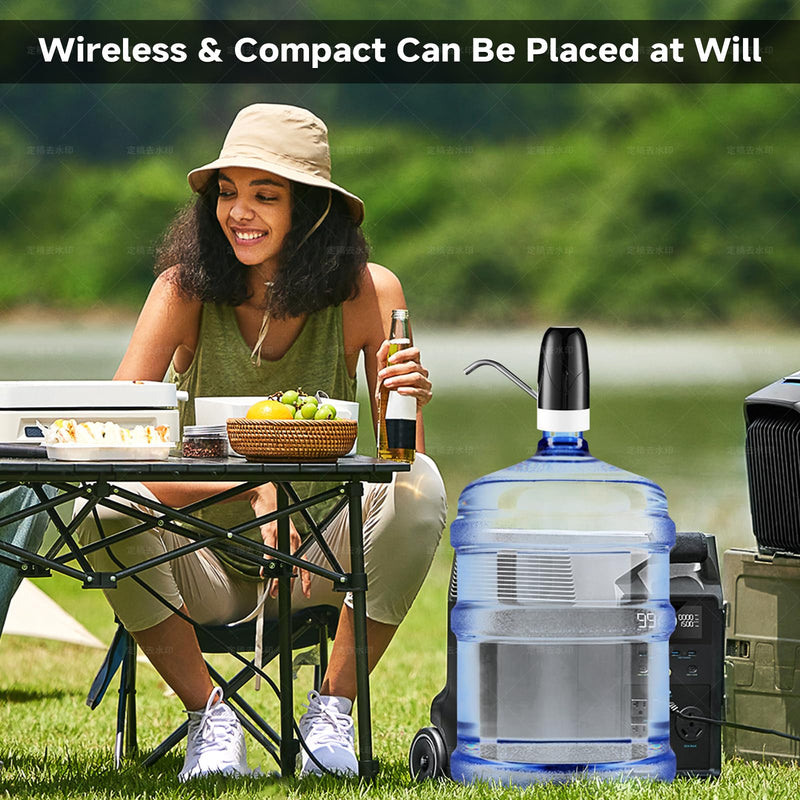GOGODUCKS Automatic Drinking Water Pump, USB Charging, Portable Electric Water Dispenser Switch for Universal 5 Gallon Bottle, Black