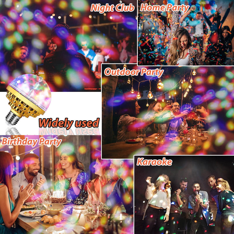 2 Pack Colorful Magic Rotating Ball Light, LED Plug in Disco Ball Light, RGB Disco Light Bulb, Party Lights Dj Disco Lights with Sockets for Home Room Dance Parties Bar Karaoke 2 Pack