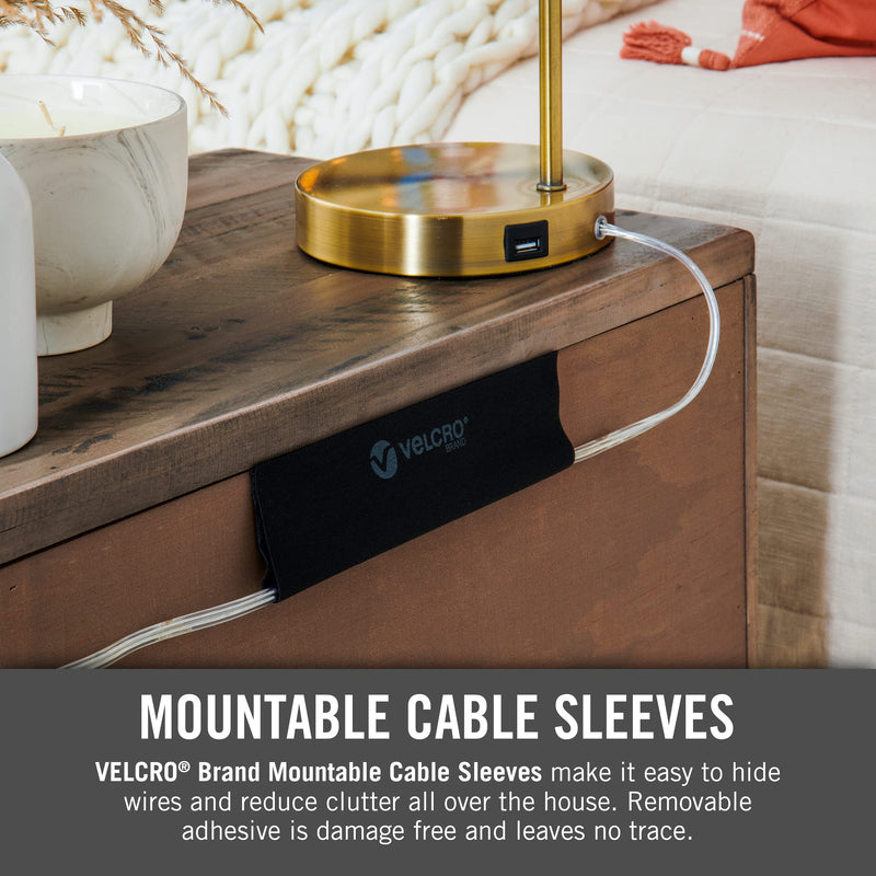 VELCRO Brand Cord Hider Wire Covers For Wall, Desk, 3-Ft Cut to Length, Mountable Cable Sleeve with Removable Adhesive. Organize Messy Cables Behind TV or Electronics, Black VEL-30799-USA 36in - Cut to Length
