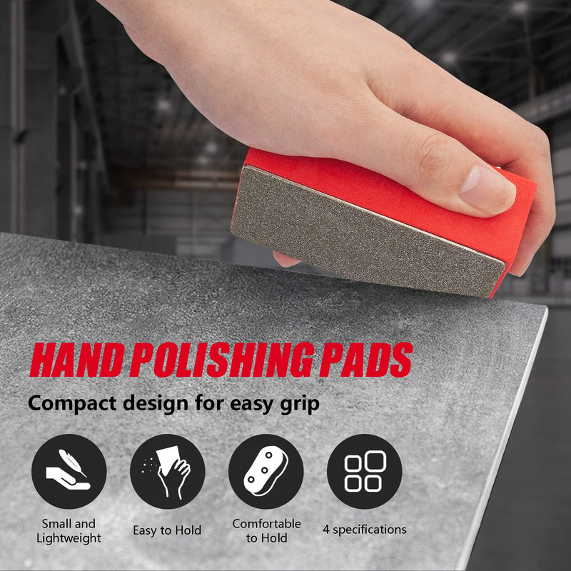 4Pcs Diamond Hand Polishing Pads for Sanding Ceramics Glass Tile Concrete Stone Marble Granite, 60#, 100#,200#,400# (Plane) Plane