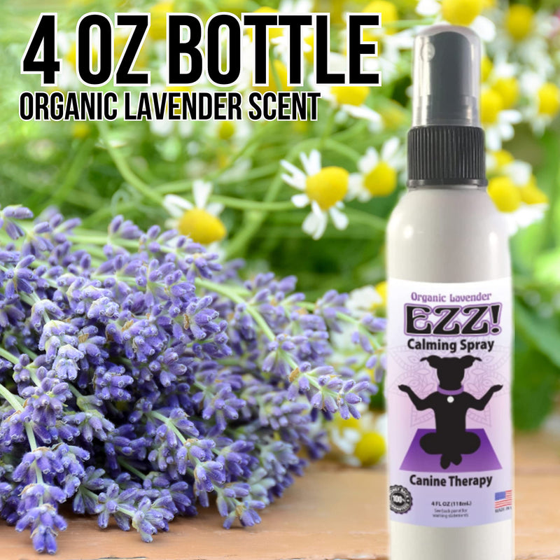 EZZ! Canine Calming Spray- Organic Lavender Aromatherapy Dog Calming Aid - Safely Soothe Your Dog with EZZ- 4 oz - PawsPlanet Australia