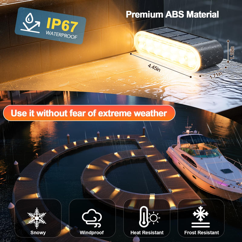 Solar Step Lights for Outside, 8-Pack Stair Light Outdoor Waterproof IP67, 14 LED Warm White Light Solar Powered Lighting for Steps, Stairs, Deck, Patio, Walkway, Front Porch Decor Warm Light