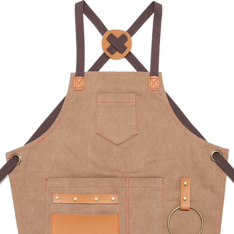 NEOVIVA Heavy Duty Work Apron for Kid Boys with Pockets and Adjustable Cross-back Straps Golden Rod