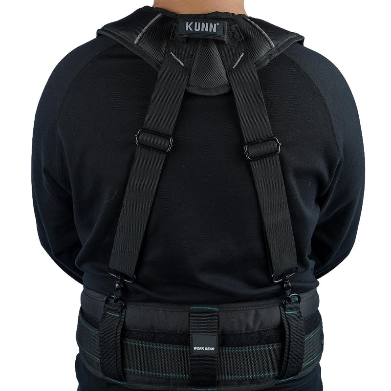 KUNN Tool Belt Suspenders Padded Carpenter Construction Electrician Work Suspender with Attachment Loops for Men,Black SW001-BLK