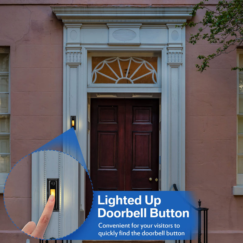 Dreyoo Metal Doorbell Push Button, Heavy Duty Metal Door Bell Wired Button LED Lighted Wall Mounted Door Bell Push Buttons for Home, Universal Garage Door Opener Switch(Black) Black
