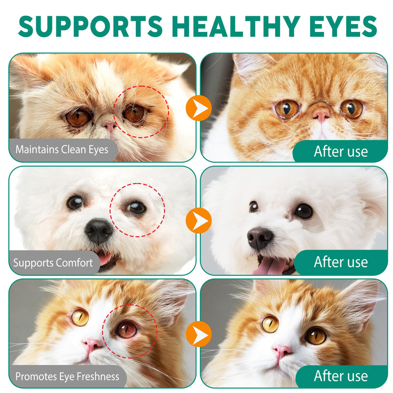 Eye Drops for Dogs and Cats - Safe to Lick, Itchy Eyes Relief & Redness Reduction, Non-Antibiotic Daily Care for Tear Stain Removal, Pet Eye Wash Vet-Formulated with Oat Glucan, 3.38 oz