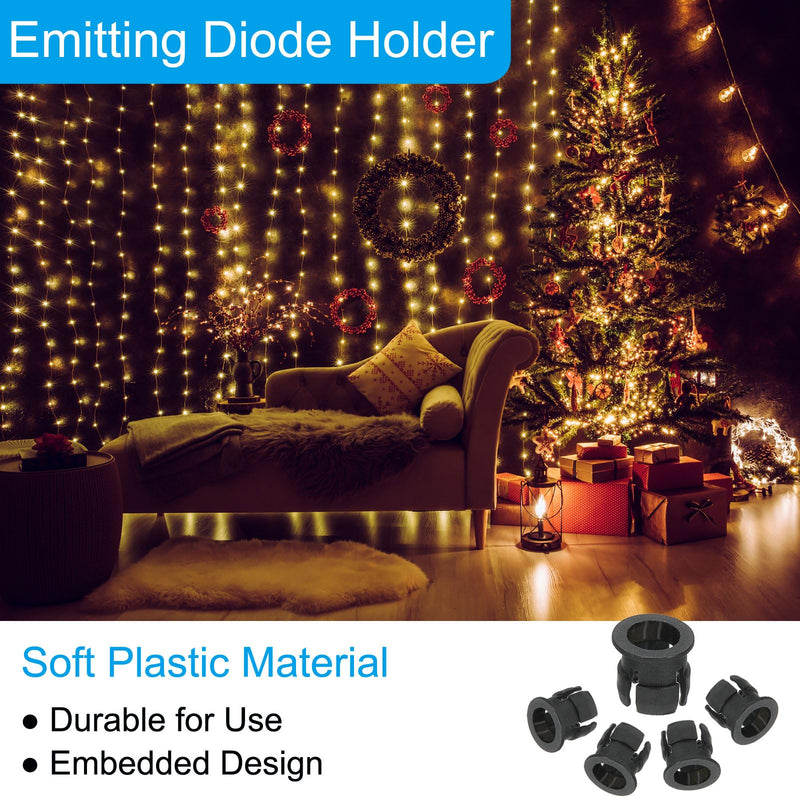 PATIKIL 5mm Emitting Diode Holder, 50 Pcs Plastic Flat LED Holder Clip Mounting Bracket Socket Cap for Lamp Bulb Bezel Mount Panel LED Display, Black