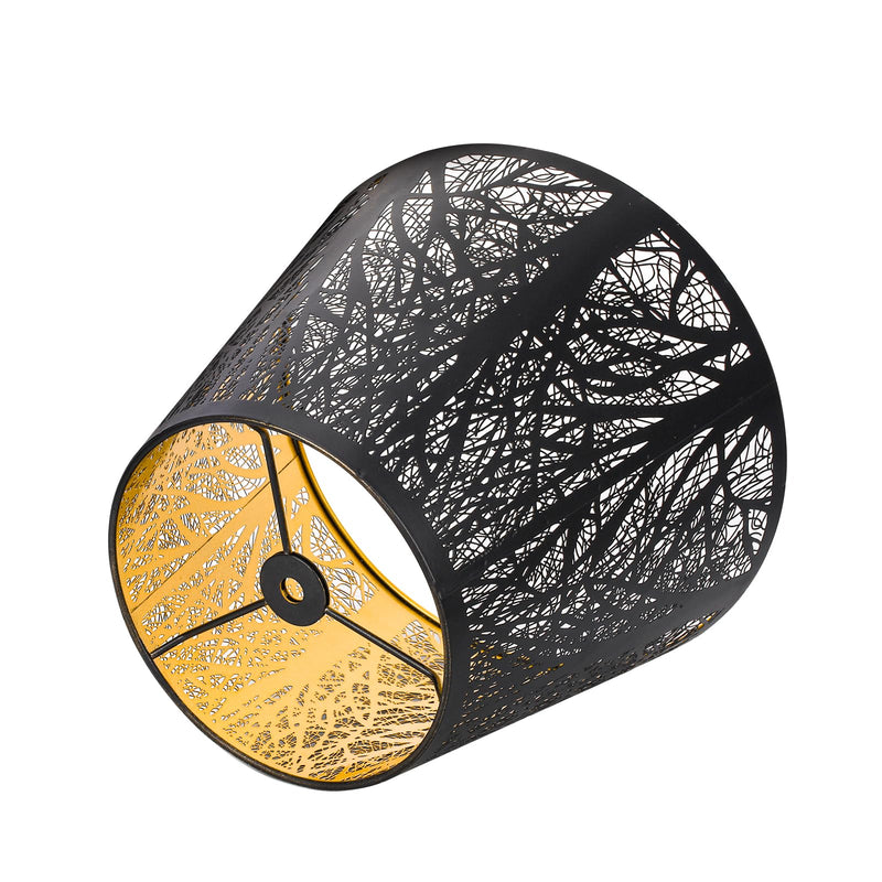 Small Lamp Shade, ALUCSET Barrel Metal Lampshade with Pattern of Trees for Table Lamp and Floor Light, Top Diameter 6 X Bottom Diameter 10 X Height 7.5 Spider Metal Black/Gold