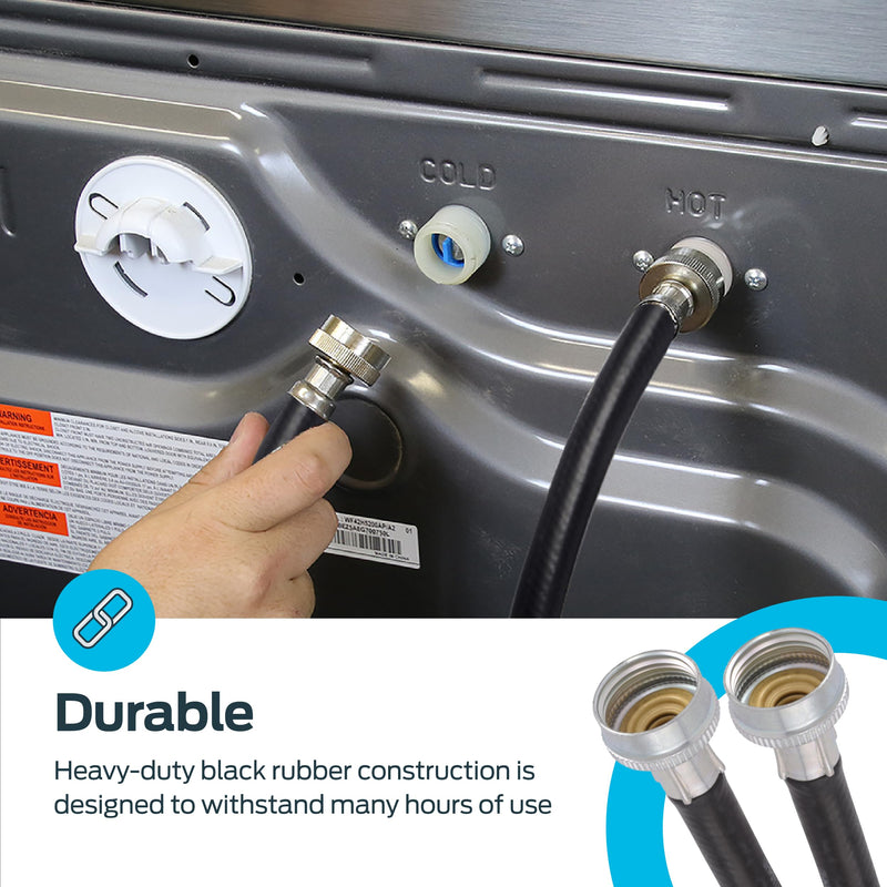 Eastman Rubber Washing Machine Hose, 3/4 Inch FHT x 3/4 Inch FHT Connection, 6 Foot Black Rubber, 60325N 6 Ft.