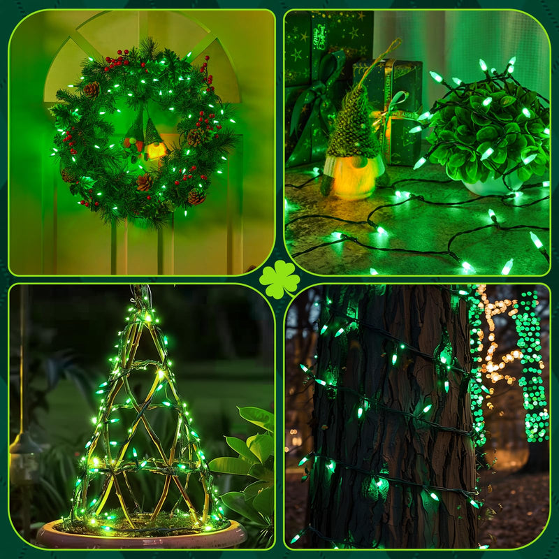 St. Patrick's Day Green String Lights，2 Pack 17.8 Feet 50 LED Battery Operated Mini String Lights with 8 Modes Waterproof for Outdoor Indoor Patio Xmas Tree Holiday Party Christmas Show 50 LED × 2 Pack