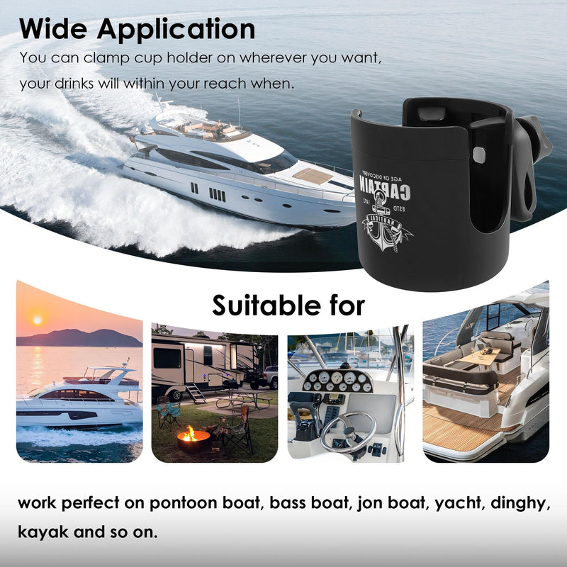 Boat Rail Cup Holder,Marine Drinks Cup Holder for Bimini Top Conver Rail Or Pole, Grip Rail, Grab Bar (Pack of 2) Pack of 2