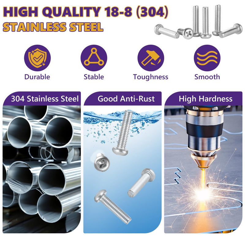 M4 x 50mm Machine Screws, 20PCS Pan Head Machine Screws 304 Stainless Steel Metric Machine Screw Assortment, Truss Head Bolts, Full Thread, Phillips Drive for Furniture Repairs and 3D Printer M4x50mm 20